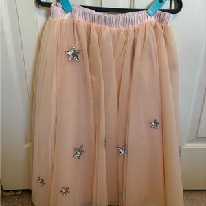 Peach Tulle Skirt with Silver Sequin Star Accents